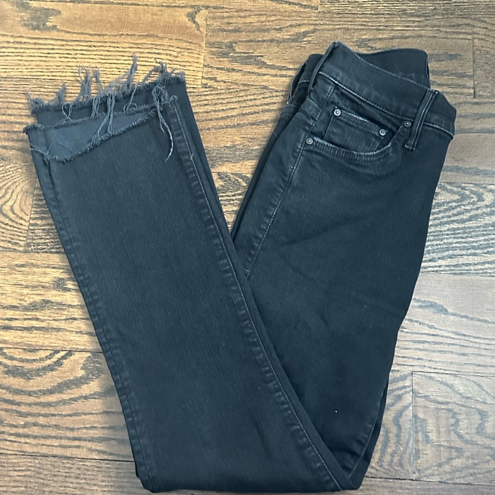 Black Distressed Denim Bootcut Jeans